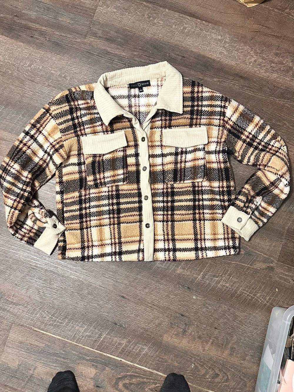 BDG Plaid Shacket Jacket in Beige Plaid